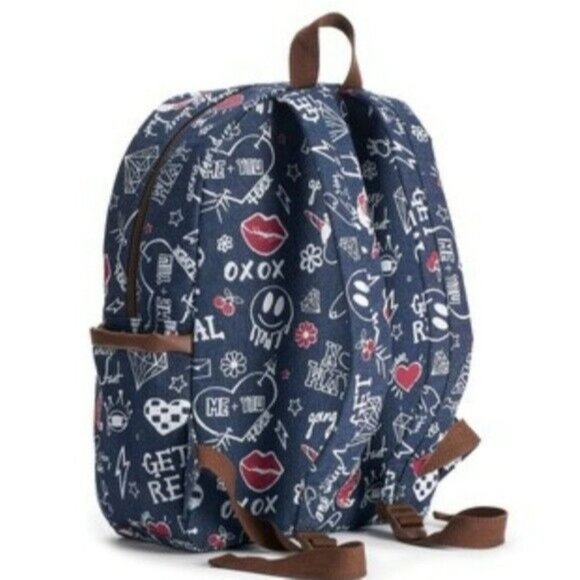 Brand NEW T-Shirt & Jeans Graffiti Denim Large Dome Backpack - Picture 2 of 4
